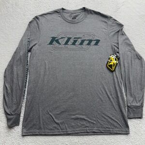 Klim Mens K Corp Long Sleeve Graphic Tee Gray Frost Dark Sea Logo Shirt L NWT